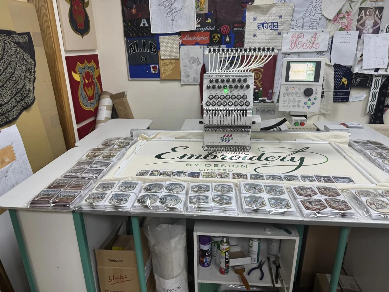 Badges arranged during preparation